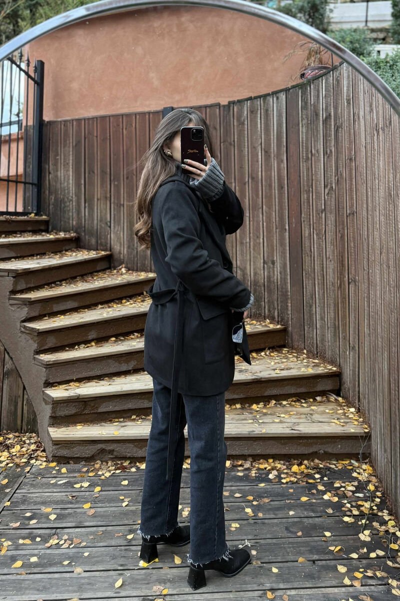 ONE COLOR SIMPLE WOMEN JACKET BLACK/ E ZEZE - 4