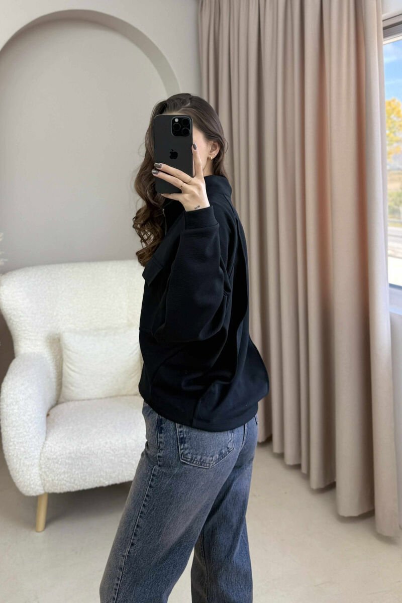 ONE COLOR SIMPLE WOMEN JACKET BLACK/ E ZEZE - 2