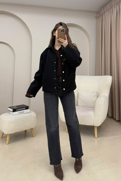 ONE COLOR SIMPLE WOMEN JACKET BLACK/ E ZEZE - 2