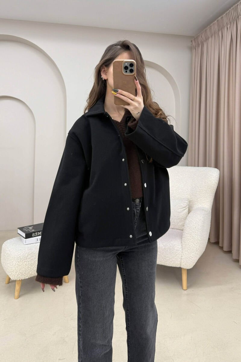 ONE COLOR SIMPLE WOMEN JACKET BLACK/ E ZEZE - 3