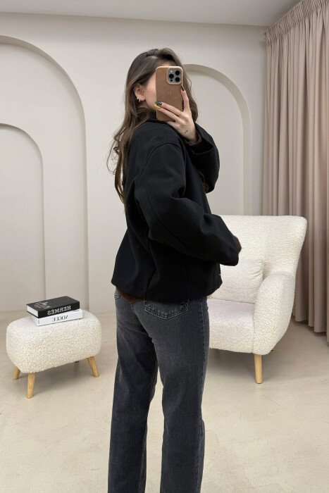 ONE COLOR SIMPLE WOMEN JACKET BLACK/ E ZEZE - 5