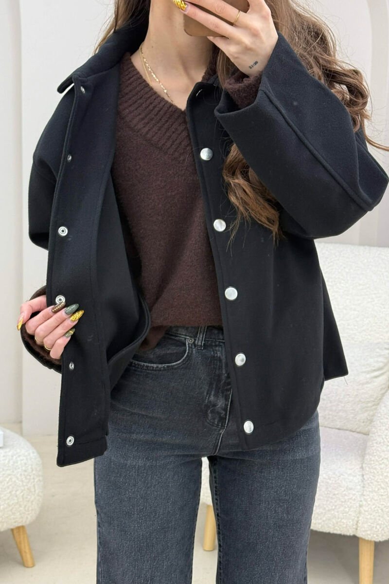 ONE COLOR SIMPLE WOMEN JACKET BLACK/ E ZEZE - 1