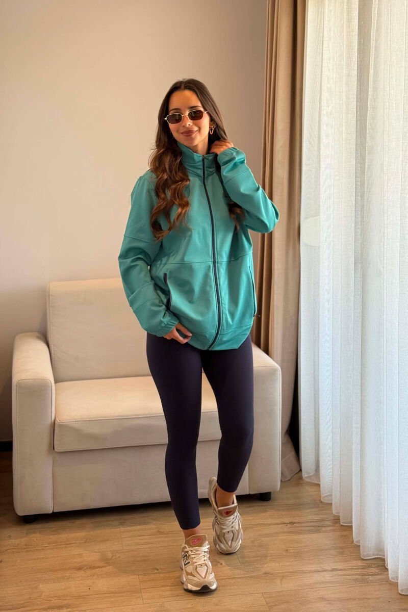 ONE COLOR SIMPLE WOMEN JACKET BLUE STONE/GK - 1