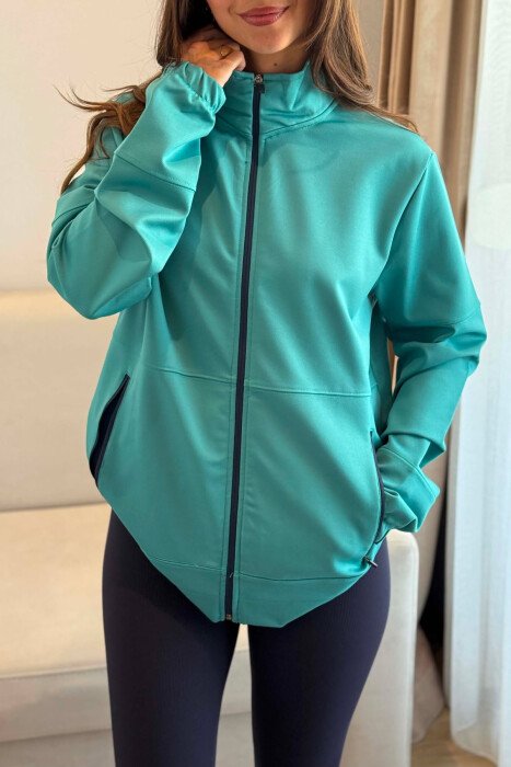 ONE COLOR SIMPLE WOMEN JACKET BLUE STONE/GK - 3