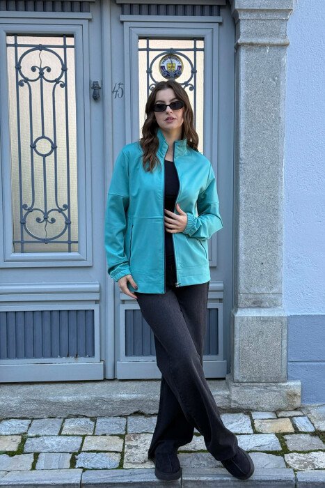 ONE COLOR SIMPLE WOMEN JACKET BLUE STONE/GK - 1