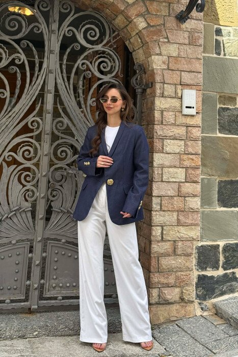 ONE COLOR SIMPLE WOMEN JACKET BLUE/BLU - 1