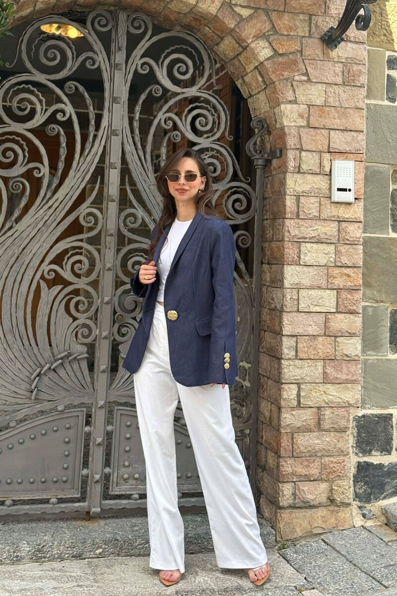ONE COLOR SIMPLE WOMEN JACKET BLUE/BLU - 2