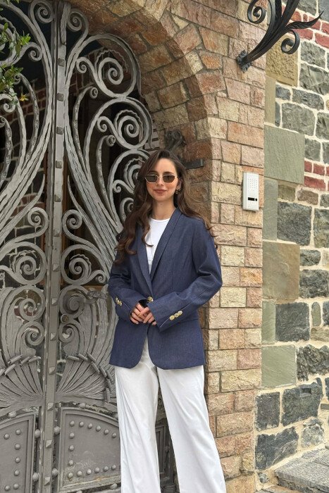 ONE COLOR SIMPLE WOMEN JACKET BLUE/BLU - 3