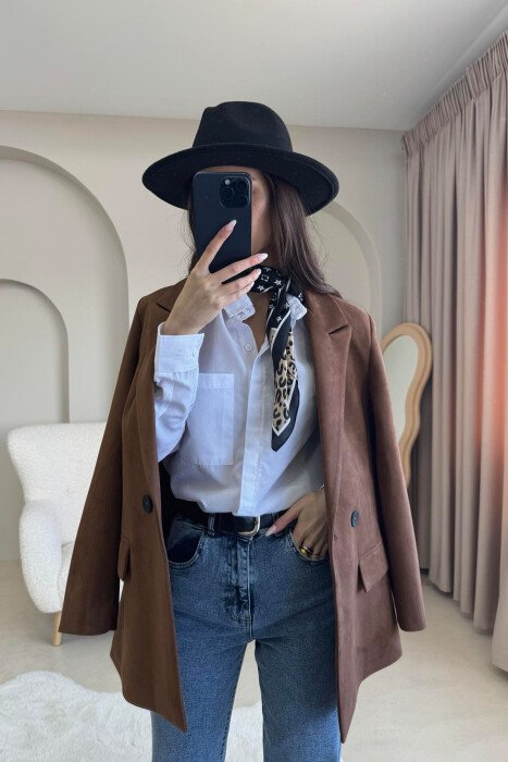 XHAKETË KLASIKE PËR FEMRA NË NGJYRËN KAFE - KLAUDIO FASHION