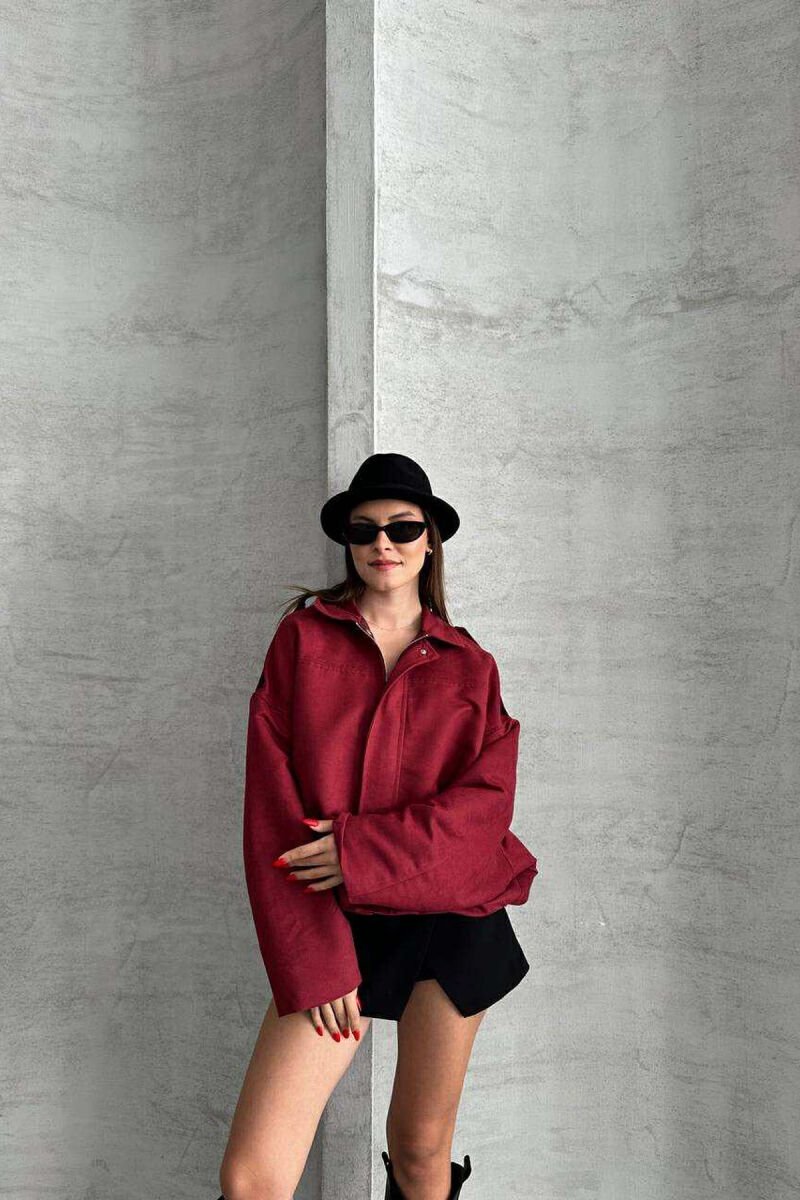 ONE COLOR SIMPLE WOMEN JACKET BURGUNDY/VISHNJE - 8