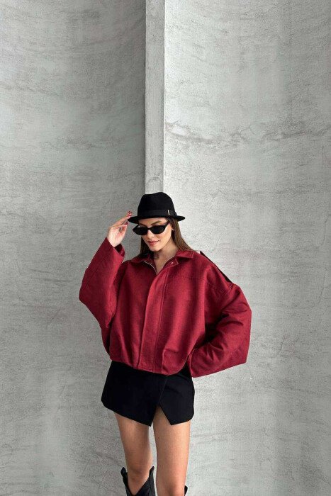 ONE COLOR SIMPLE WOMEN JACKET BURGUNDY/VISHNJE - 9