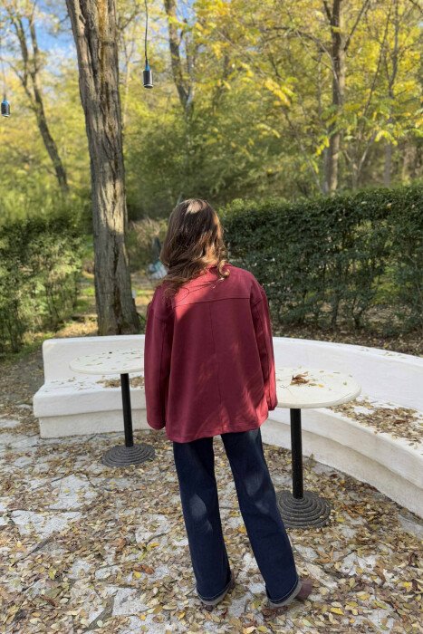 ONE COLOR SIMPLE WOMEN JACKET BURGUNDY/VISHNJE - 9