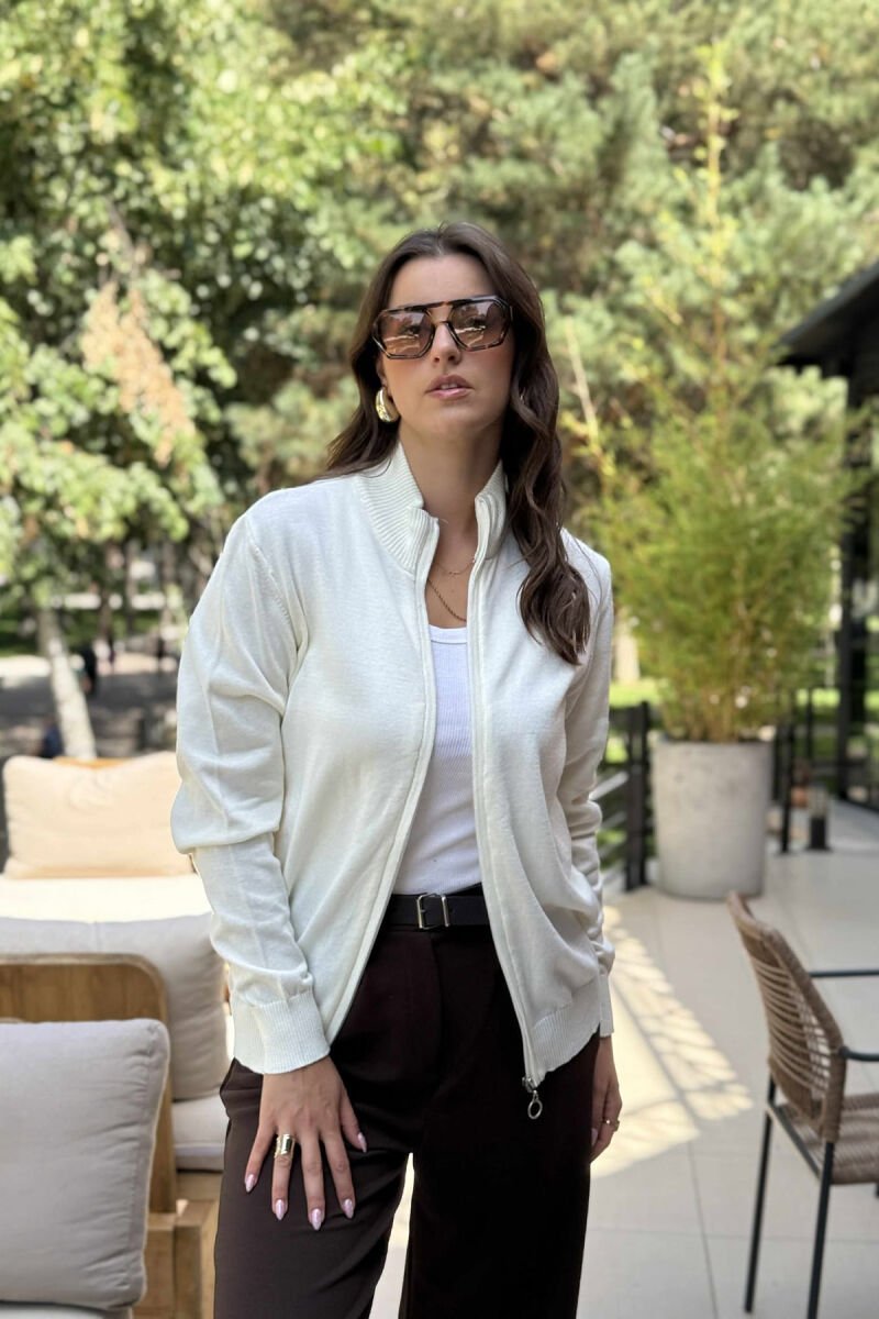 ONE COLOR SIMPLE WOMEN JACKET CREAM/KREM - 1