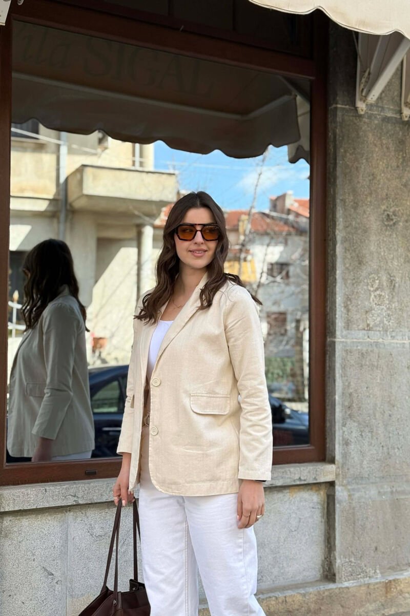 ONE COLOR SIMPLE WOMEN JACKET CREAM/KREM - 1