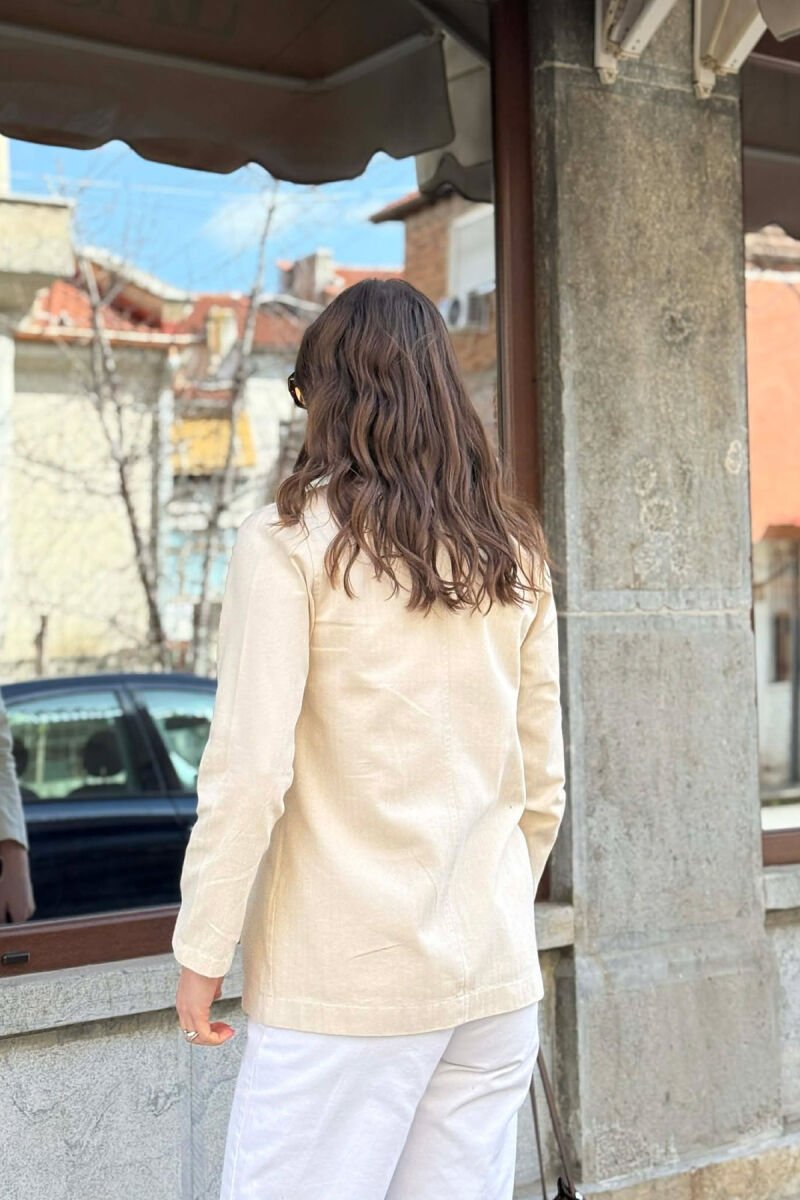 ONE COLOR SIMPLE WOMEN JACKET CREAM/KREM - 2
