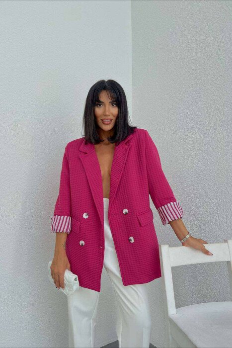 ONE COLOR SIMPLE WOMEN JACKET FUCHSIA/CIKLAMI - KLAUDIO FASHION