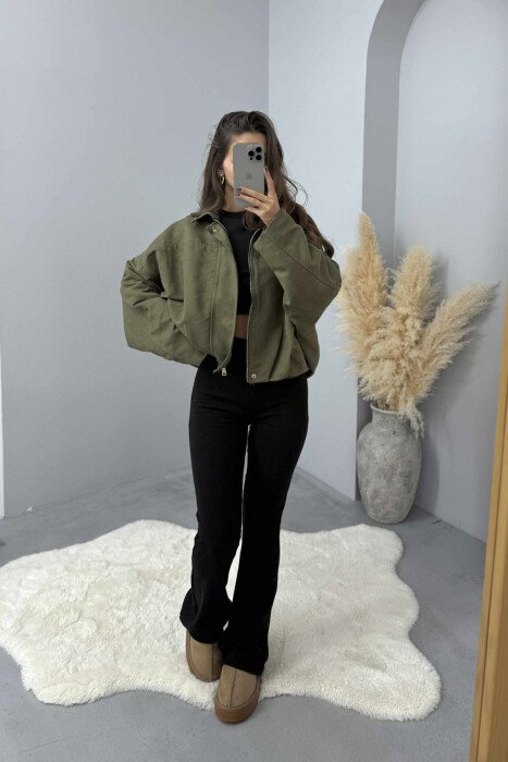ONE COLOR SIMPLE WOMEN JACKET GREEN/JESHILE - KLAUDIO FASHION