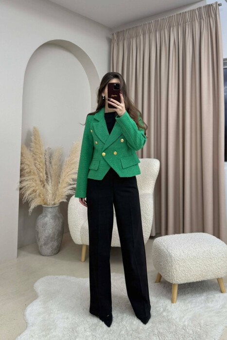 ONE COLOR SIMPLE WOMEN JACKET GREEN/JESHILE - KLAUDIO FASHION