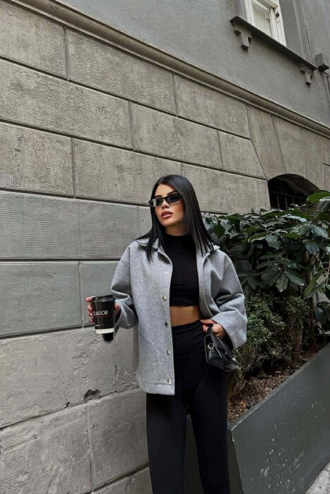 ONE COLOR SIMPLE WOMEN JACKET GREY/GRI - 2