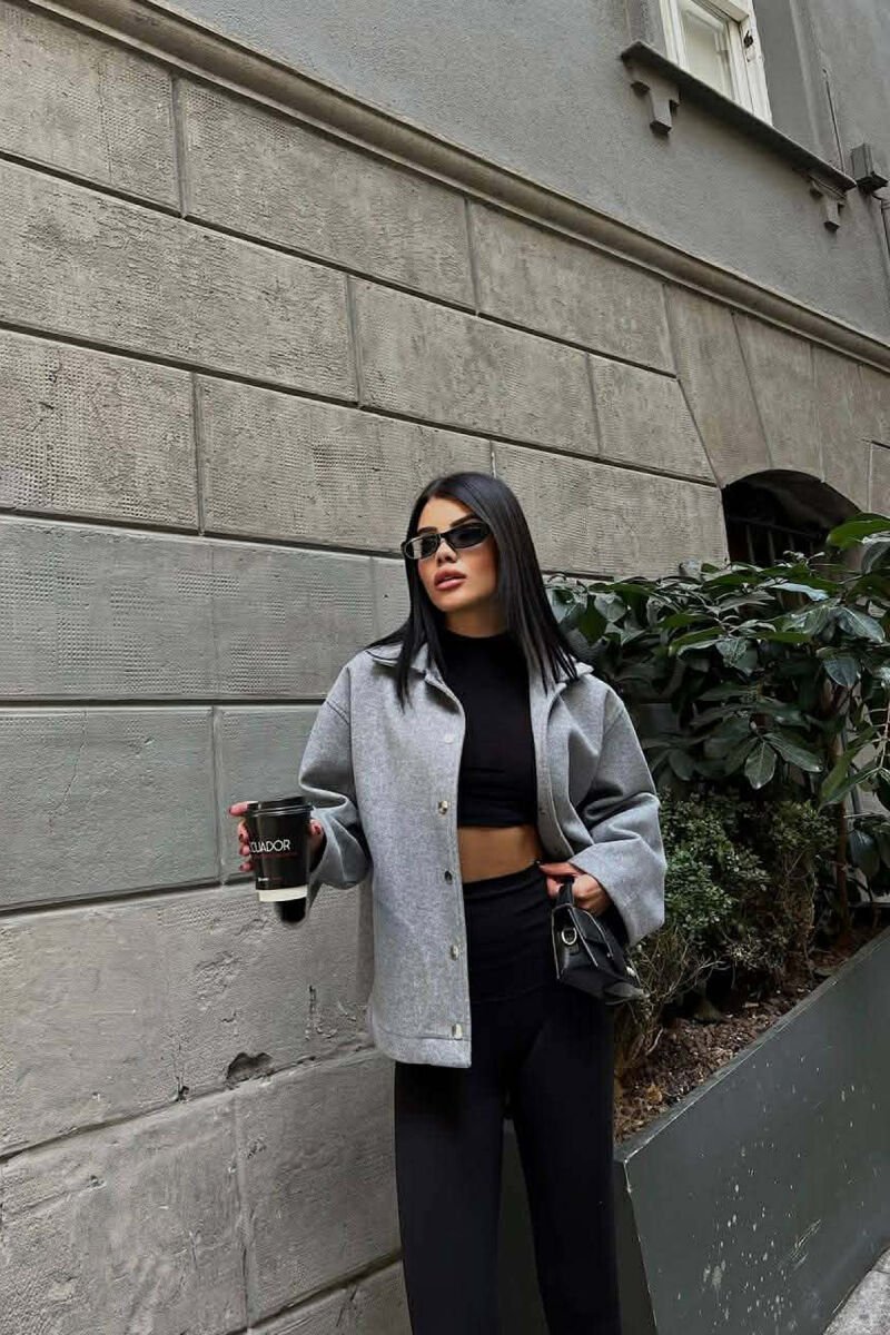 ONE COLOR SIMPLE WOMEN JACKET GREY/GRI - 2