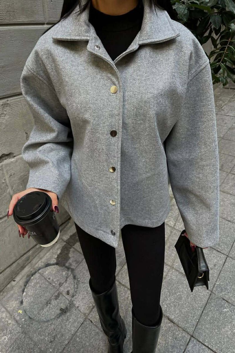 ONE COLOR SIMPLE WOMEN JACKET GREY/GRI - 1