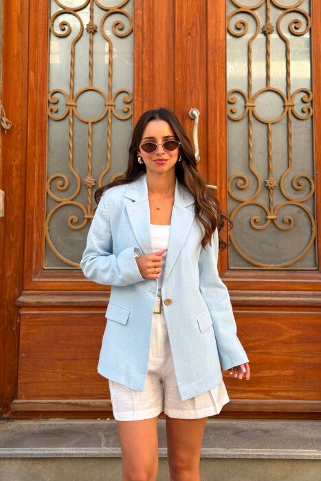 ONE COLOR SIMPLE WOMEN JACKET LIGHTBLUE/BZ - KLAUDIO FASHION