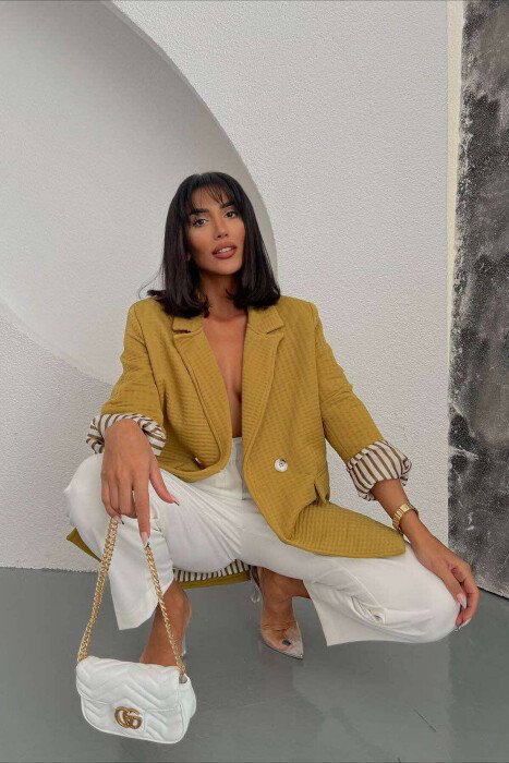 ONE COLOR SIMPLE WOMEN JACKET OLIVE/ULLI - KLAUDIO FASHION