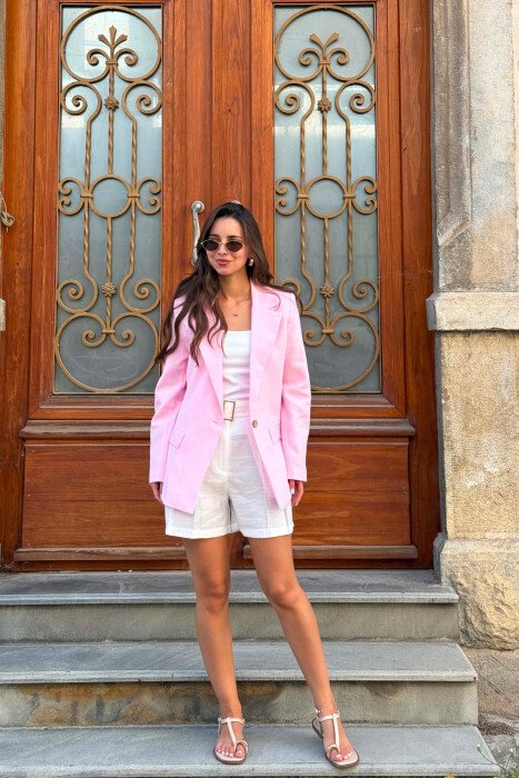 ONE COLOR SIMPLE WOMEN JACKET PINK/ROZE - 4