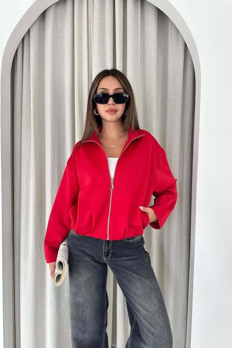 ONE COLOR SIMPLE WOMEN JACKET RED/E KUQE - 1