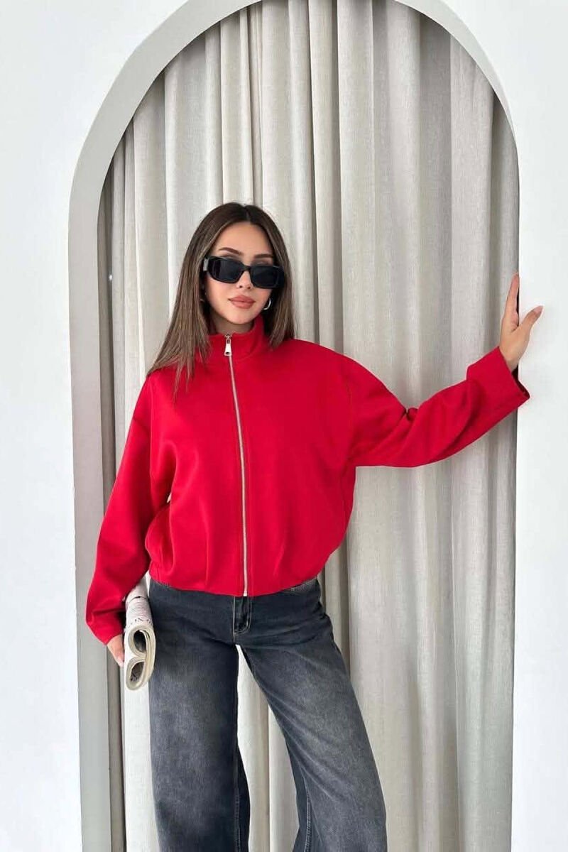 ONE COLOR SIMPLE WOMEN JACKET RED/E KUQE - 2