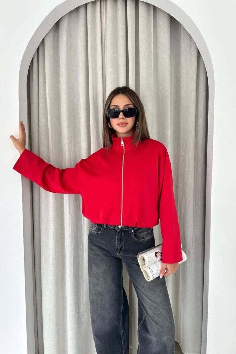 ONE COLOR SIMPLE WOMEN JACKET RED/E KUQE - 3
