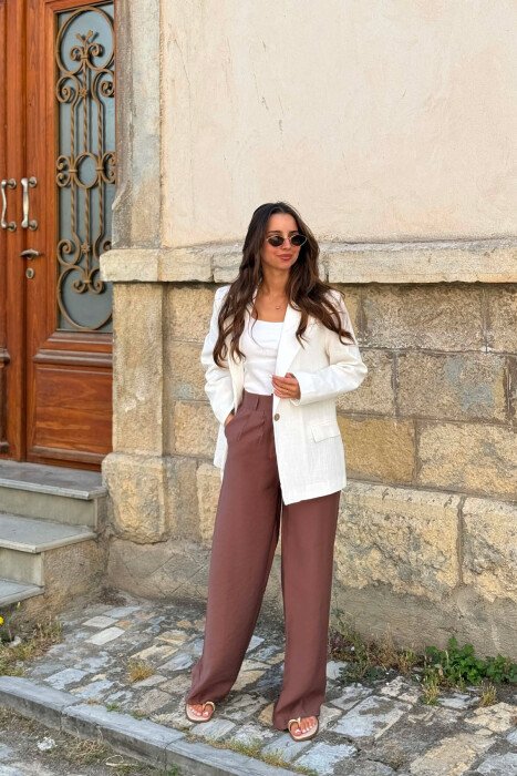 ONE COLOR SIMPLE WOMEN JACKET WHITE-E BARDHE - 5