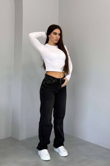 ONE COLOR SIMPLE WOMEN JEANS BLACK/ E ZEZE 