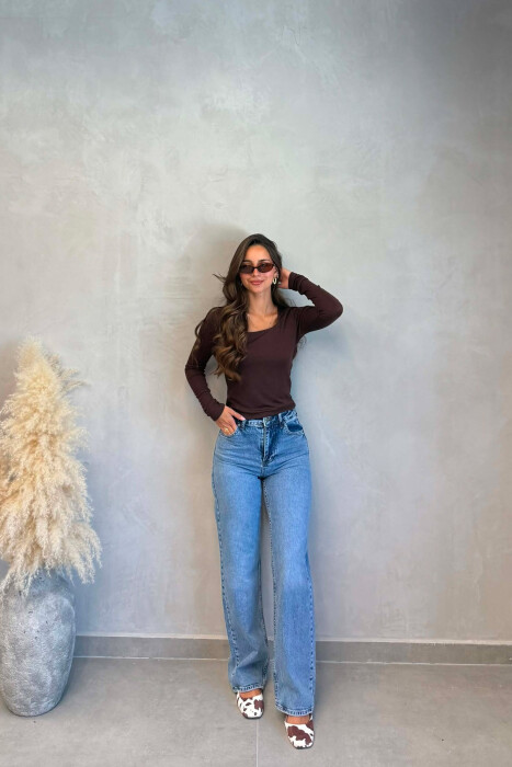 ONE COLOR SIMPLE WOMEN JEANS BLUE/BLU - KLAUDIO FASHION