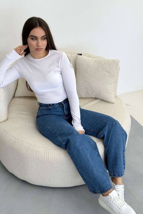 ONE COLOR SIMPLE WOMEN JEANS BLUE/BLU - KLAUDIO FASHION