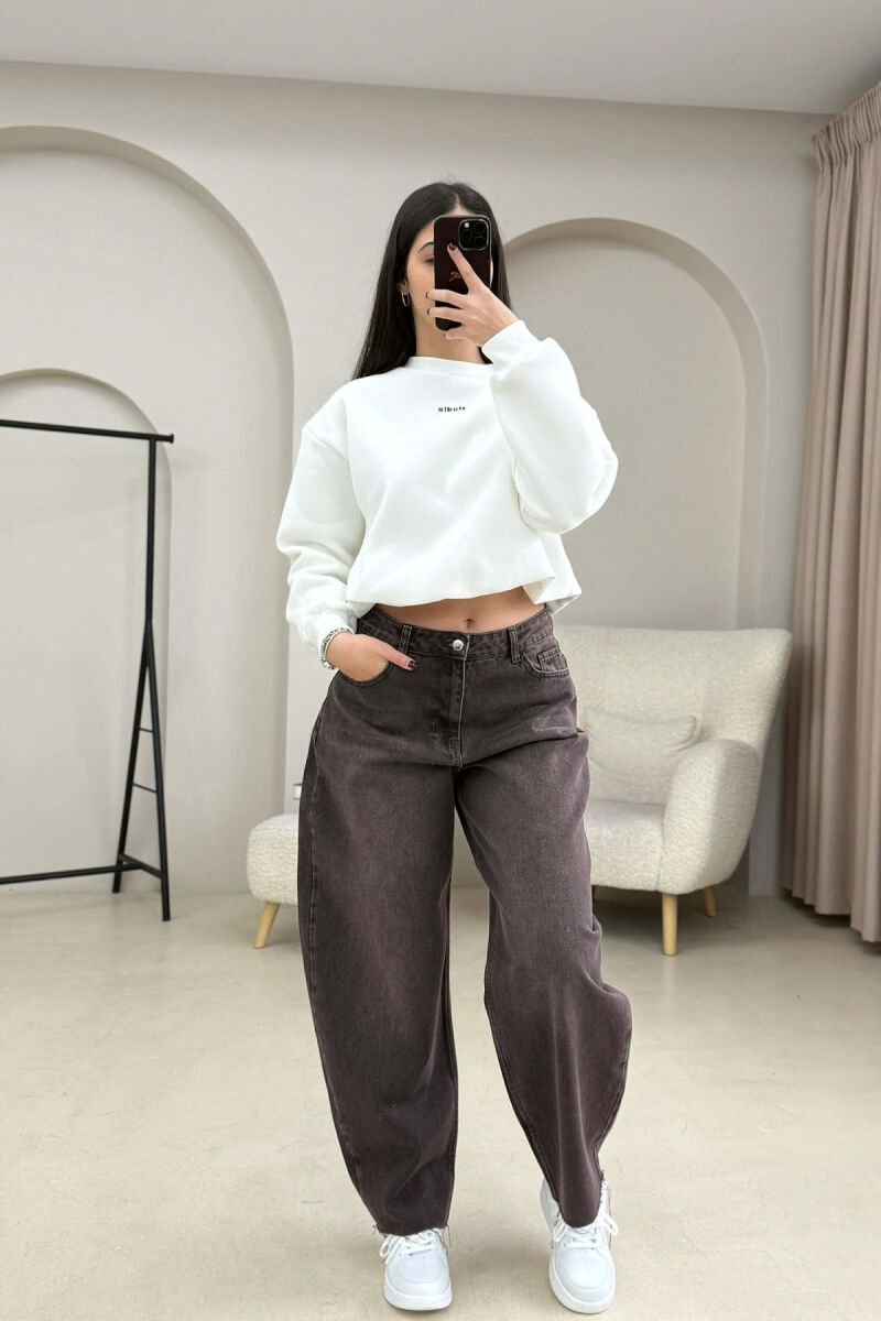 ONE COLOR SIMPLE WOMEN JEANS BROWN/KAFE - 2