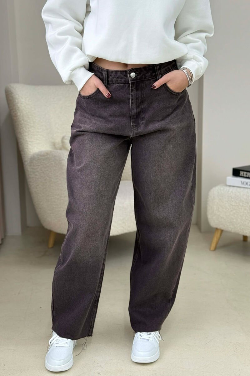 ONE COLOR SIMPLE WOMEN JEANS BROWN/KAFE - 1