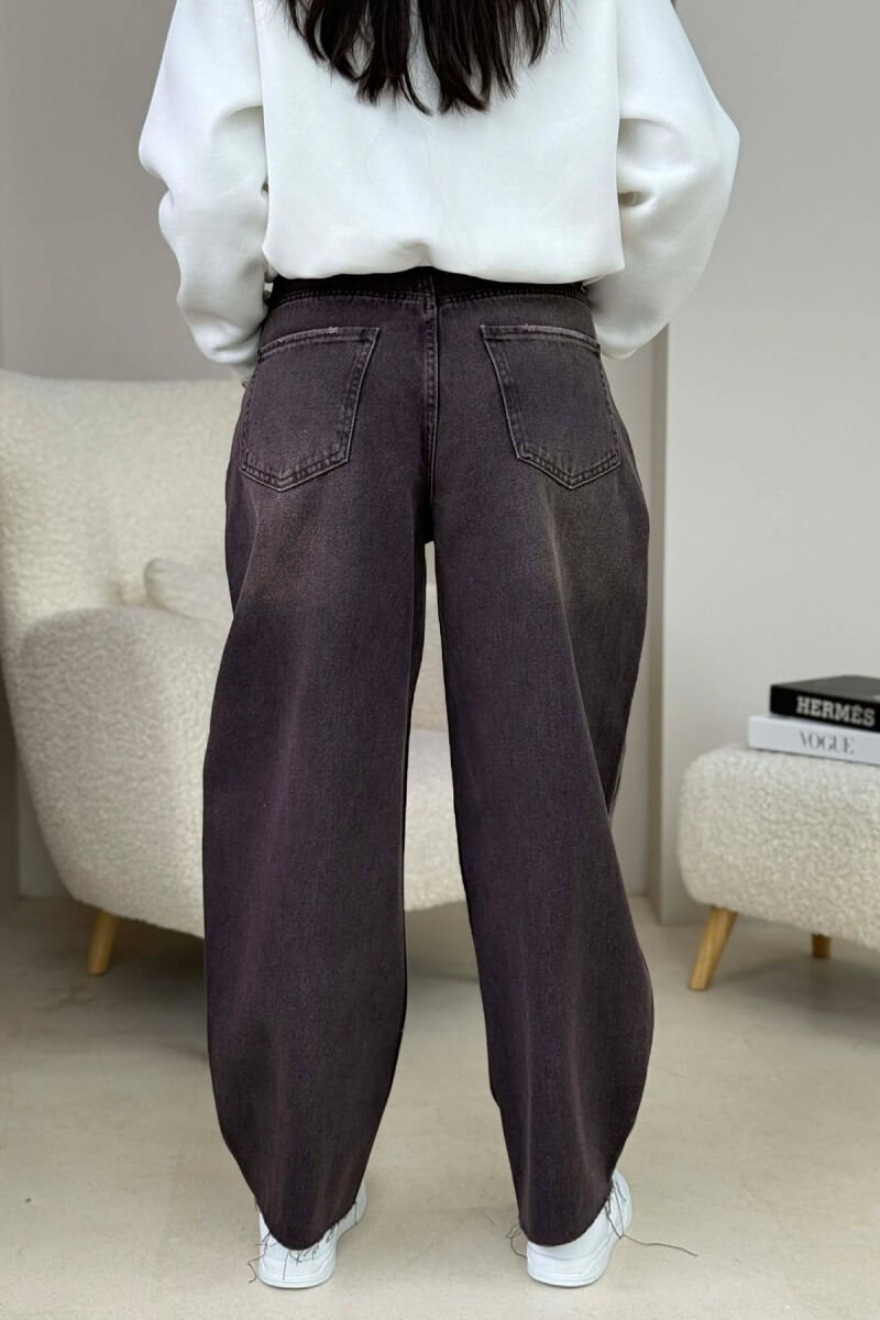 ONE COLOR SIMPLE WOMEN JEANS BROWN/KAFE - 4