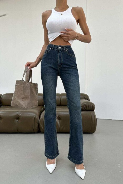 ONE COLOR SIMPLE WOMEN JEANS DARK BLUE/BEE - 6
