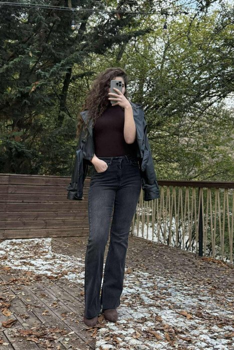 ONE COLOR SIMPLE WOMEN JEANS DARK GREY/GEE - 7
