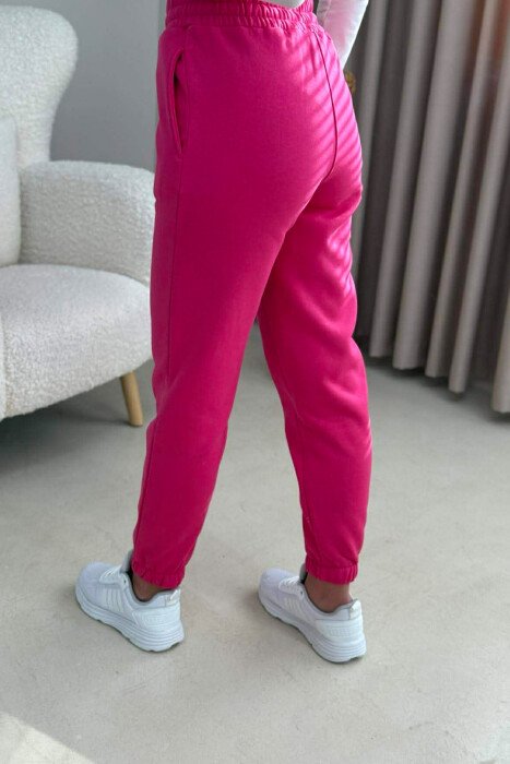 ONE COLOR SIMPLE WOMEN JOGGERS FUCHSIA/CIKLAMI - 4