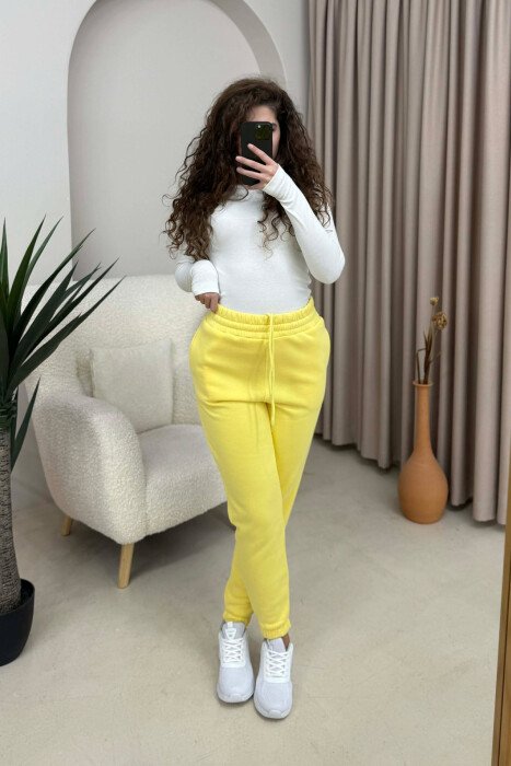 ONE COLOR SIMPLE WOMEN JOGGERS LEMON/ LIMON 