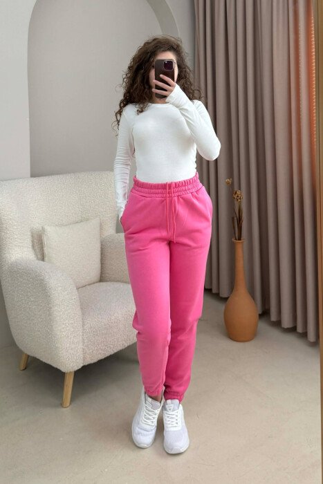 ONE COLOR SIMPLE WOMEN JOGGERS PINK/ROZE - 1