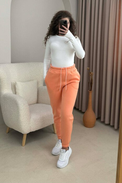 ONE COLOR SIMPLE WOMEN JOGGERS SALMON/SALMON 