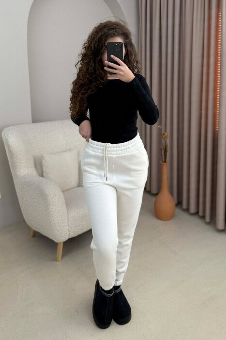 ONE COLOR SIMPLE WOMEN JOGGERS WHITE-E BARDHE 