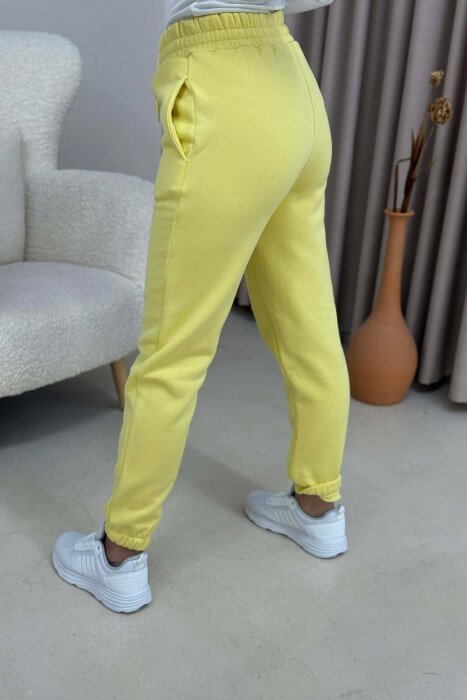 ONE COLOR SIMPLE WOMEN JOGGERS YELLOW/E VERDHE - 3