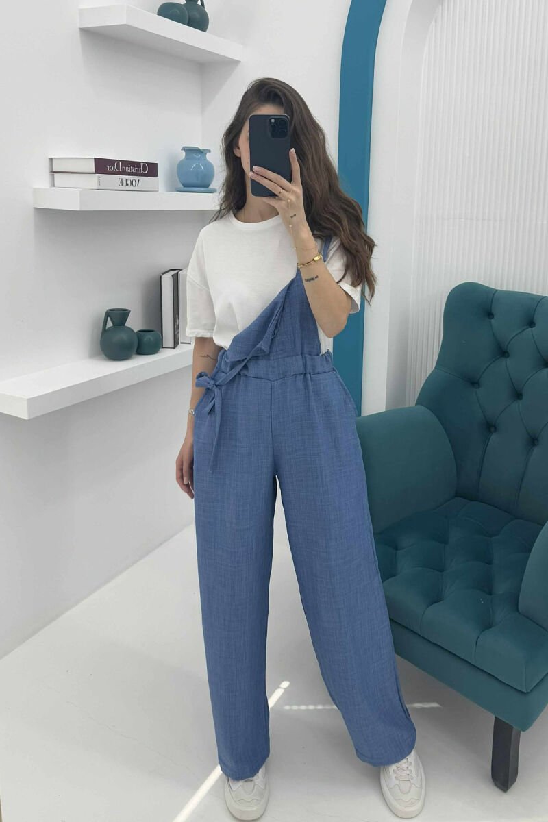 ONE COLOR SIMPLE WOMEN JUMPSUIT BLUE/BLU - 2