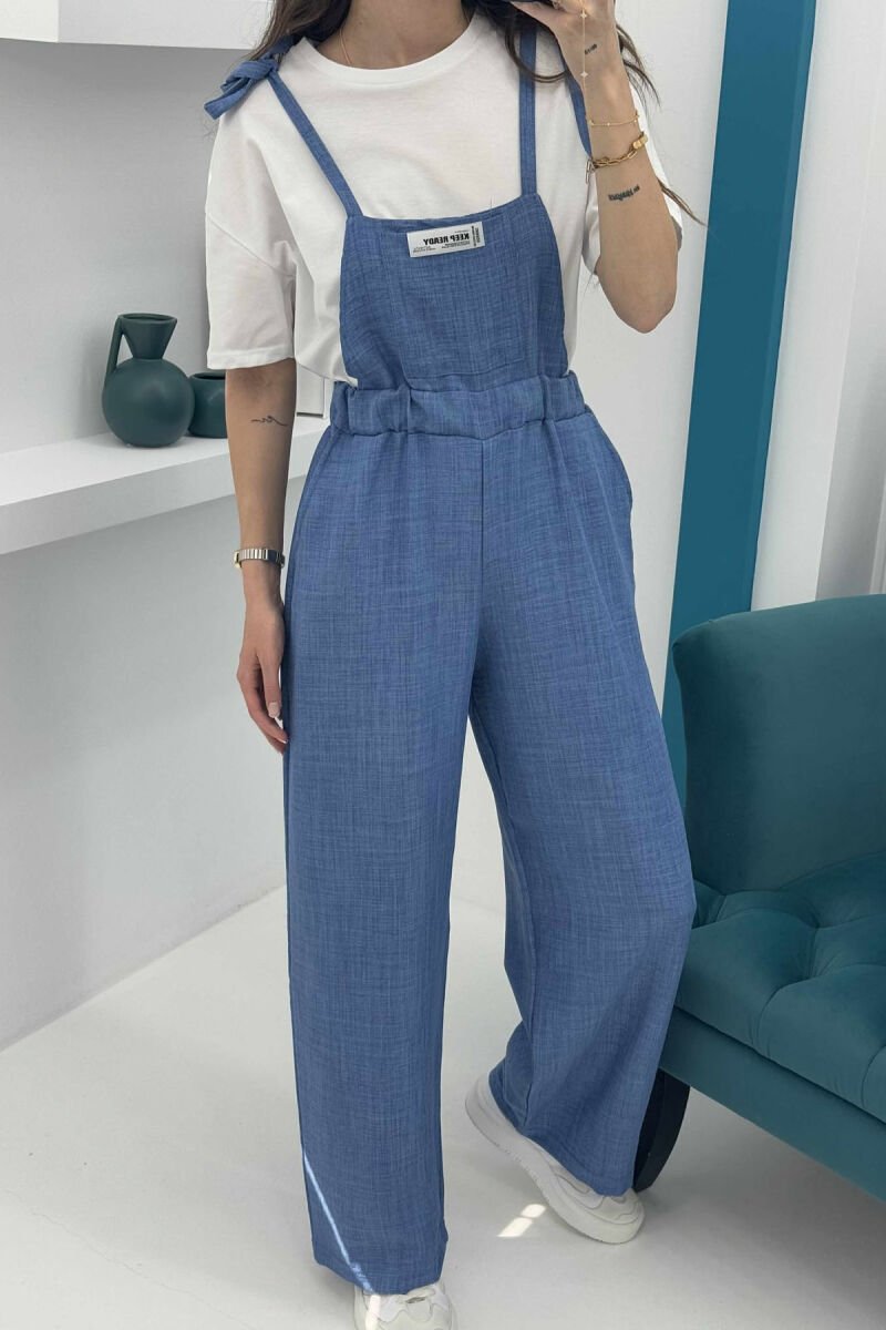 ONE COLOR SIMPLE WOMEN JUMPSUIT BLUE/BLU - 3