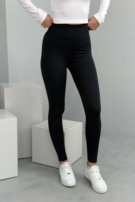 ONE COLOR SIMPLE WOMEN LEGGINGS BLACK/ E ZEZE - KLAUDIO FASHION