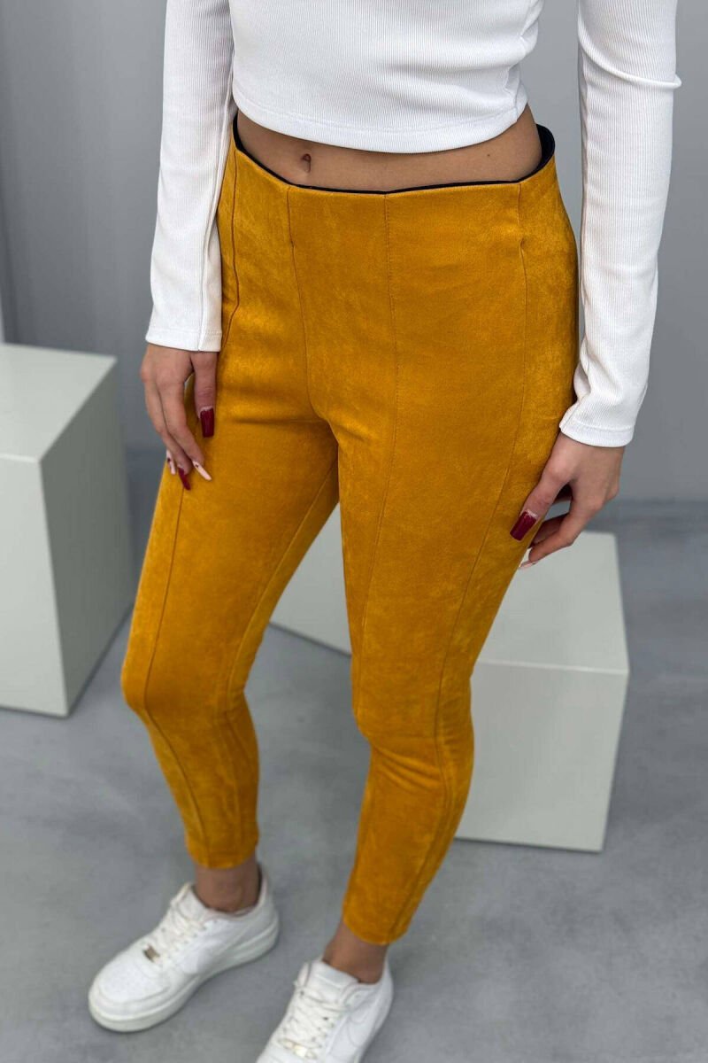 ONE COLOR SIMPLE WOMEN LEGGINGS MUSTARD/MUSTARDE - 7